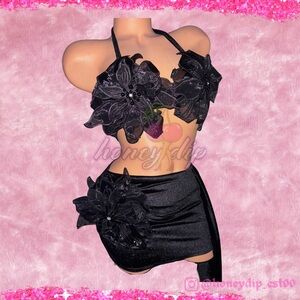 Black Tiger Lil Two-Piece Mini Skirt Birthday Set (HANDMADE)
